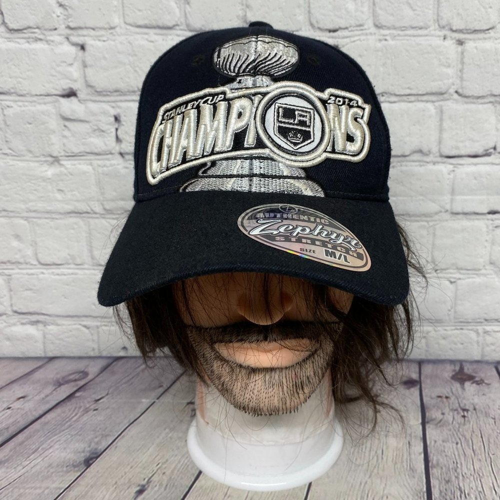 Zephyr LA Kings 2014 Stanley Cup Champions Hat Cap Stretch Fit Size M/L Black